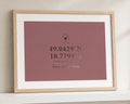 Personalised Gold Foil Coordinates Print, Dusty Pink Wall Art, New Home Gift, First Home Gift, Home Sweet Home Print