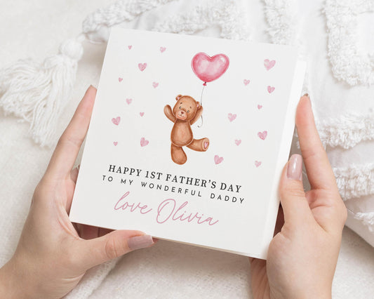 1st Fathers Day Card, Fathers Day Card from Baby, Personalised Fathers Day Card, Daddy Card, Cute Bear Card, First Fathers Day Card
