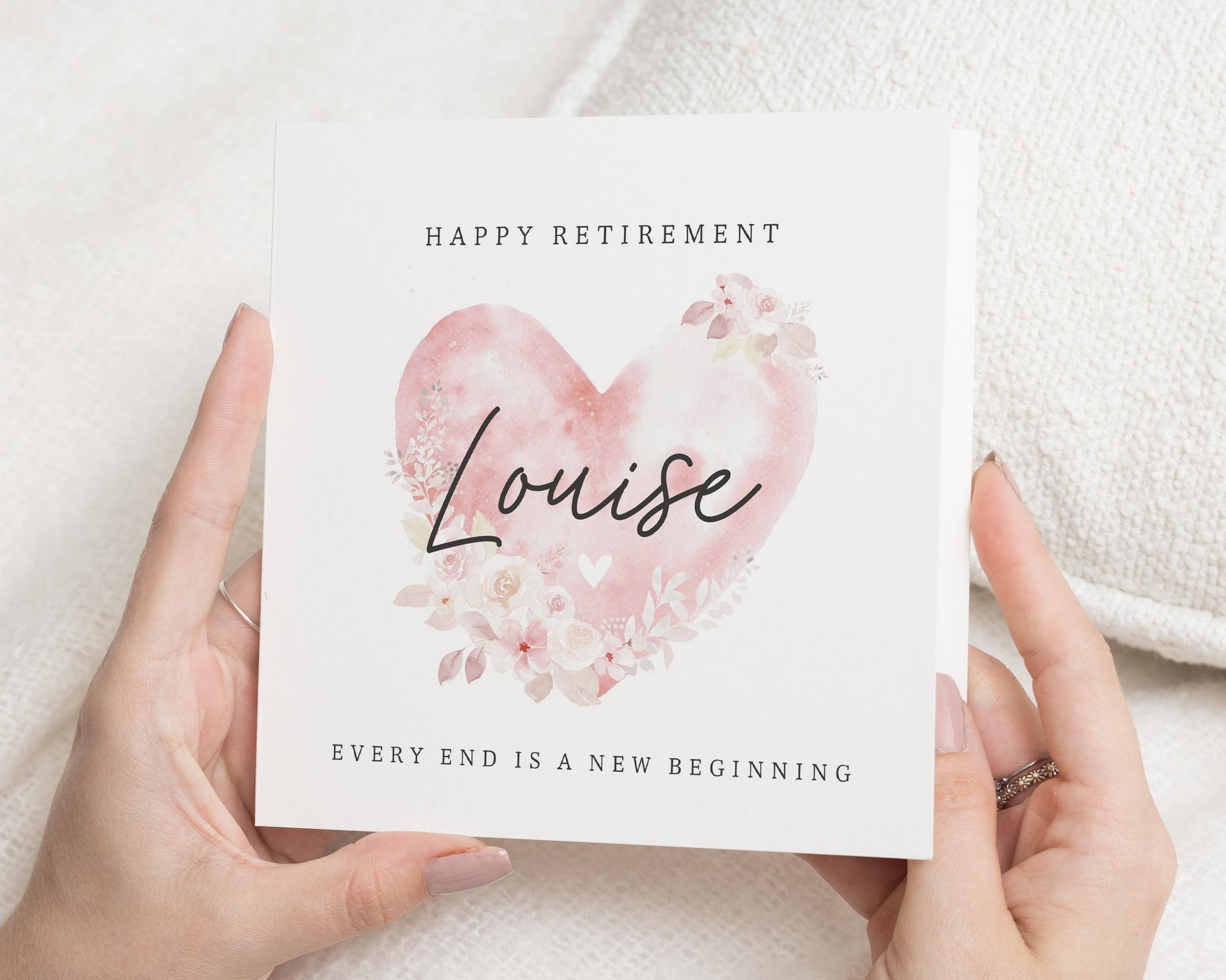 Retirement Card for Her, Personalised Retirement Card, Happy Retirement Card, Retirement Card for Friend, Floral Heart Retirement Card