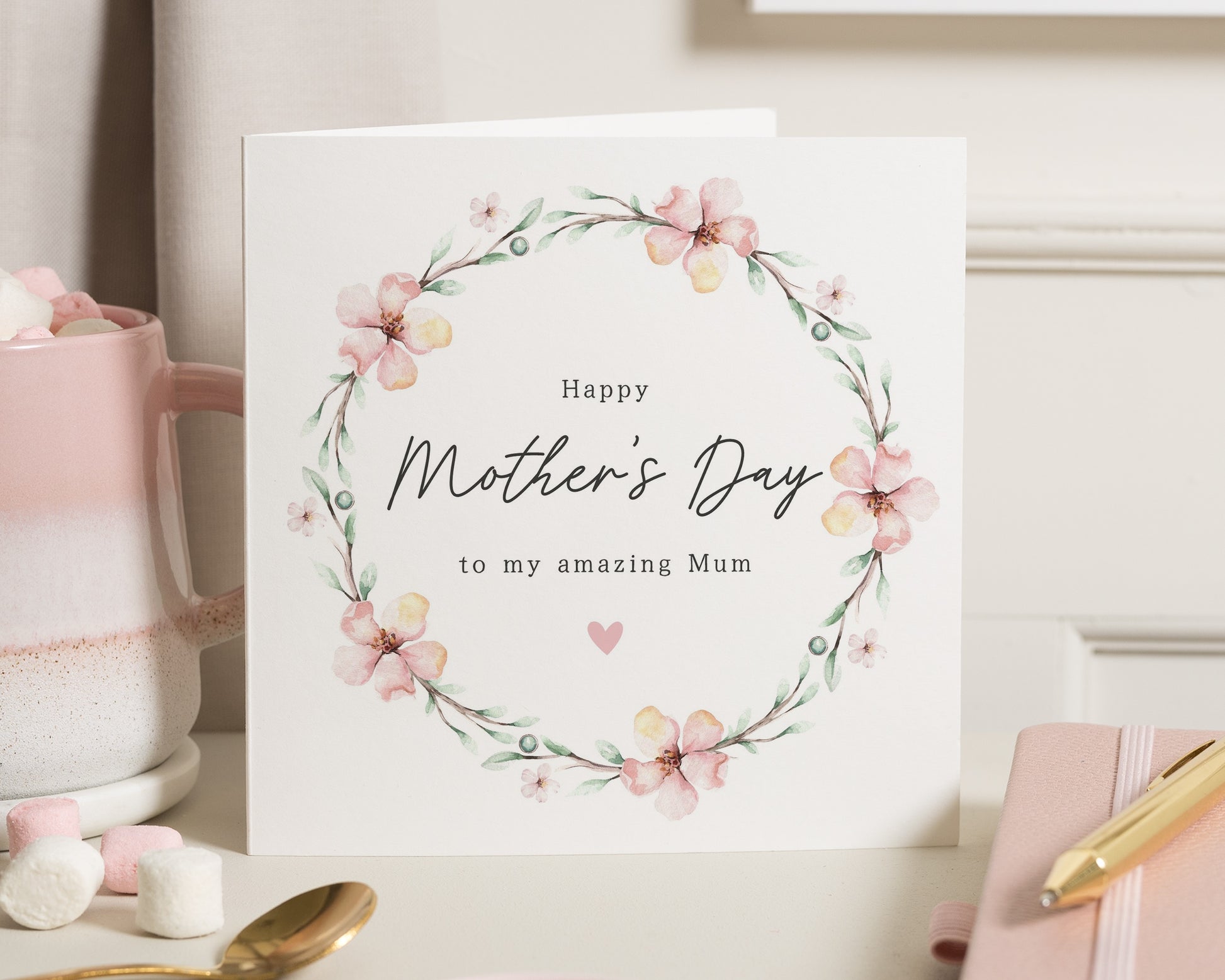 Mothers Day Card for Mum, Happy Mothers Day Card, Floral Mothers Day Card, Card for Her, Cute Mothers Day Card, Personalised Mum Card