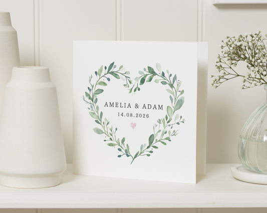 Personalised Wedding Card, Custom Wedding Card, Floral Wedding Card, Anniversary Card, Heart Card, Simple Wedding Card