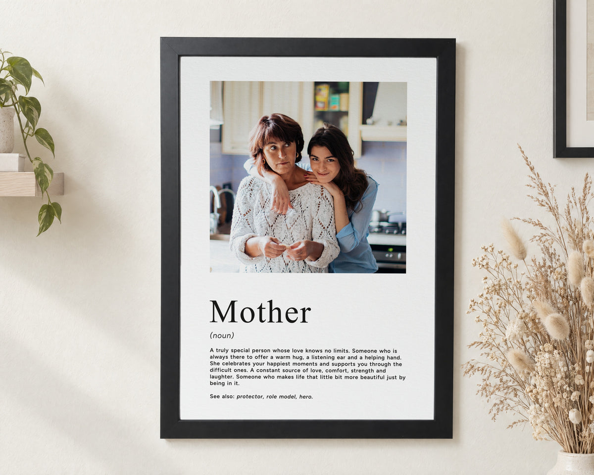 Personalised Mother Photo Print, Custom Print From Your Photo, Gift for Mum, Mother's Day Gift, Definition Wall Art, Framed Print