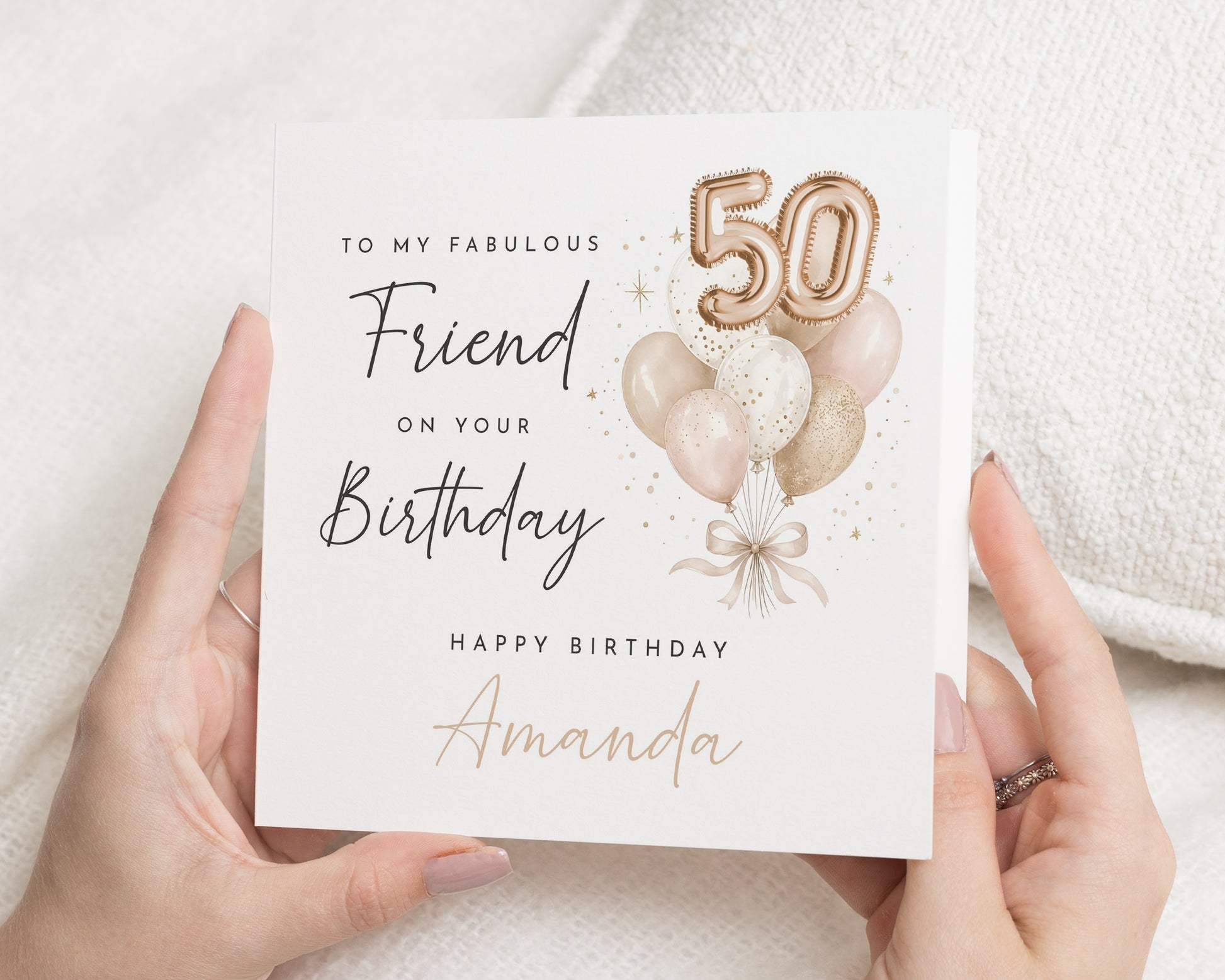 50th Birthday Card for Friend, Personalised 50th Birthday Card, Friend Birthday Card, 50th Birthday Card for Her, Balloon Birthday Card
