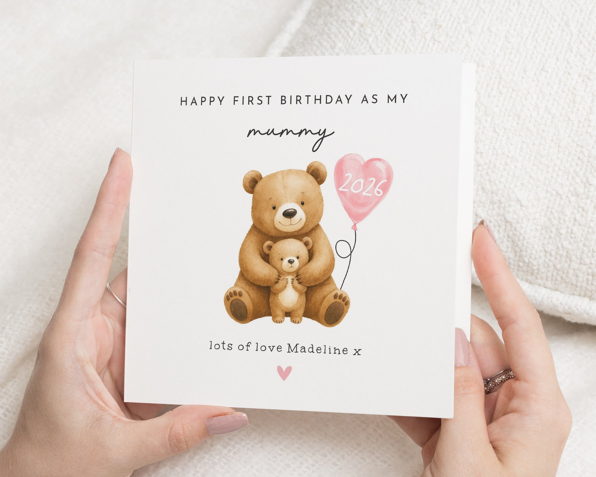 Birthday Card For Mum, First Birthday Card For Mummy, Personalised Bear Birthday Card, Cute Birthday Card From Baby, 2026 Card