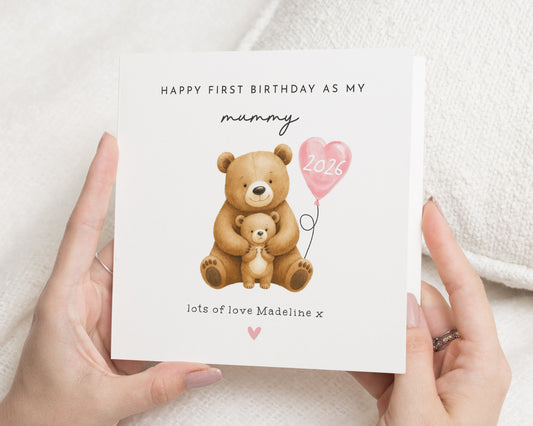 Birthday Card For Mum, First Birthday Card For Mummy, Personalised Bear Birthday Card, Cute Birthday Card From Baby, 2026 Card