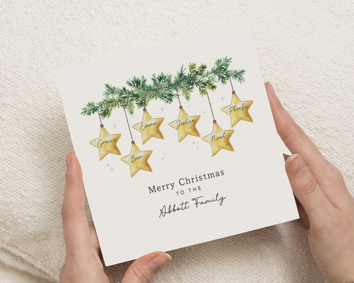 Personalised Family Christmas Card, Merry Christmas Card, Christmas Card for Family, Custom Name Christmas Card, Family Christmas Card