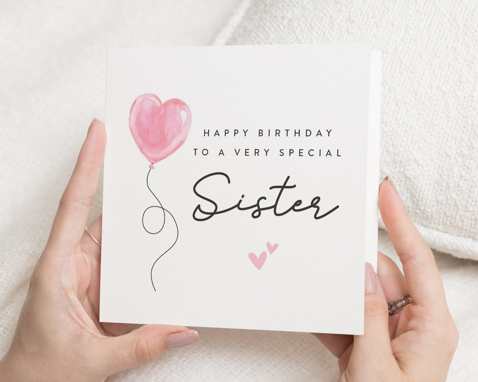 Birthday Card for Sister, Sister Birthday Card, Birthday Cards for Her, Cute Birthday Card, Personalised Birthday Cards, Pink Heart Card