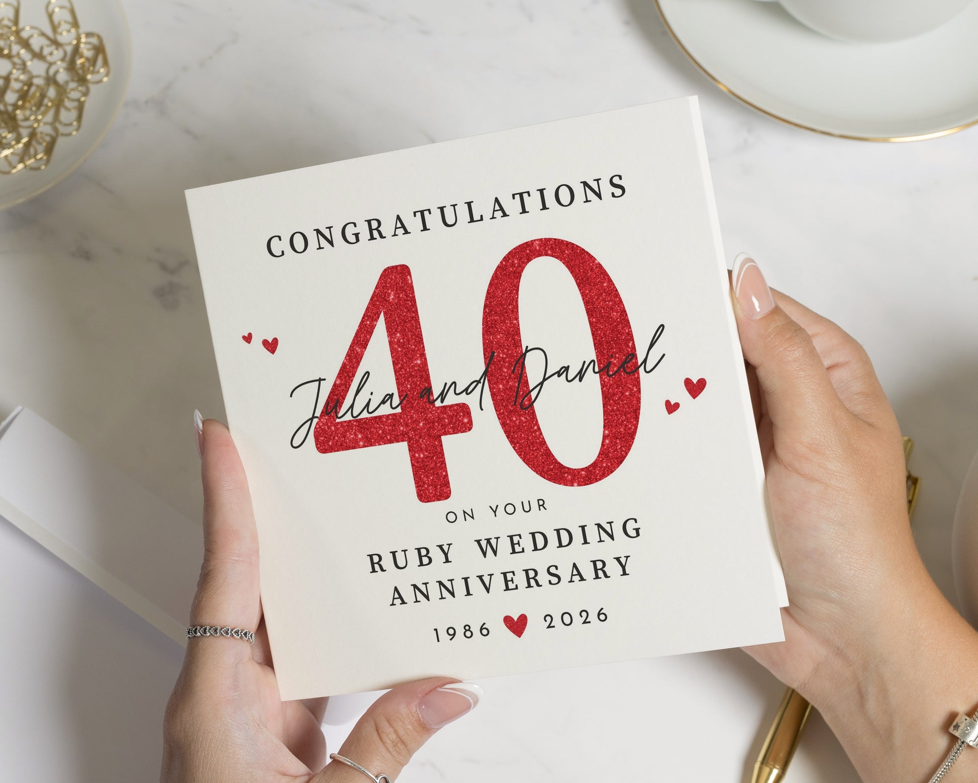 40th Anniversary Card, Ruby Wedding Anniversary Card, Personalised Anniversary Card, 40 Years Married Card, Anniversary Card for Couple