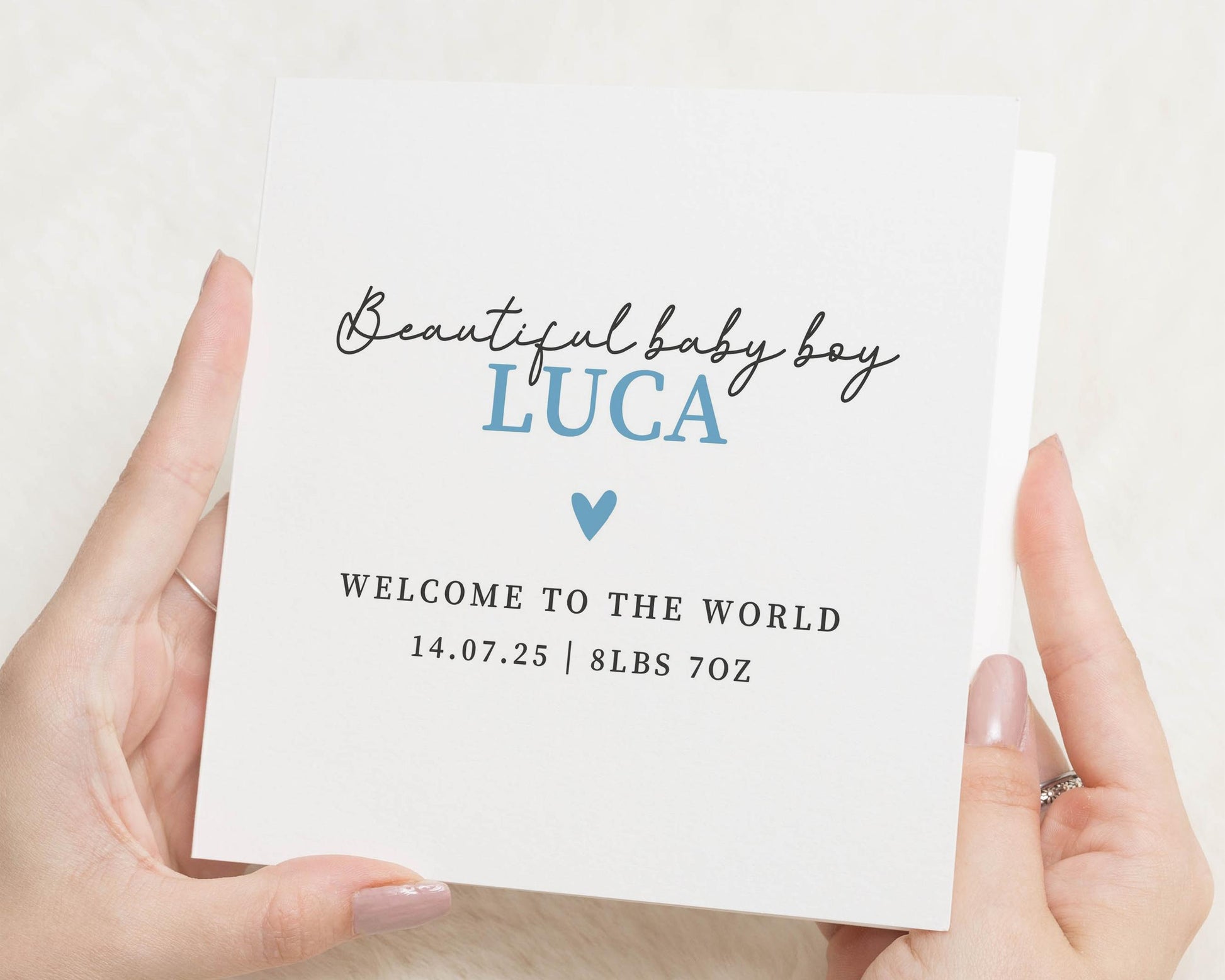 New Baby Boy Card, Personalised Baby Card, Welcome To The World Card, Baby Boy Gift, Custom Baby Name Card, Baby Announcement Card