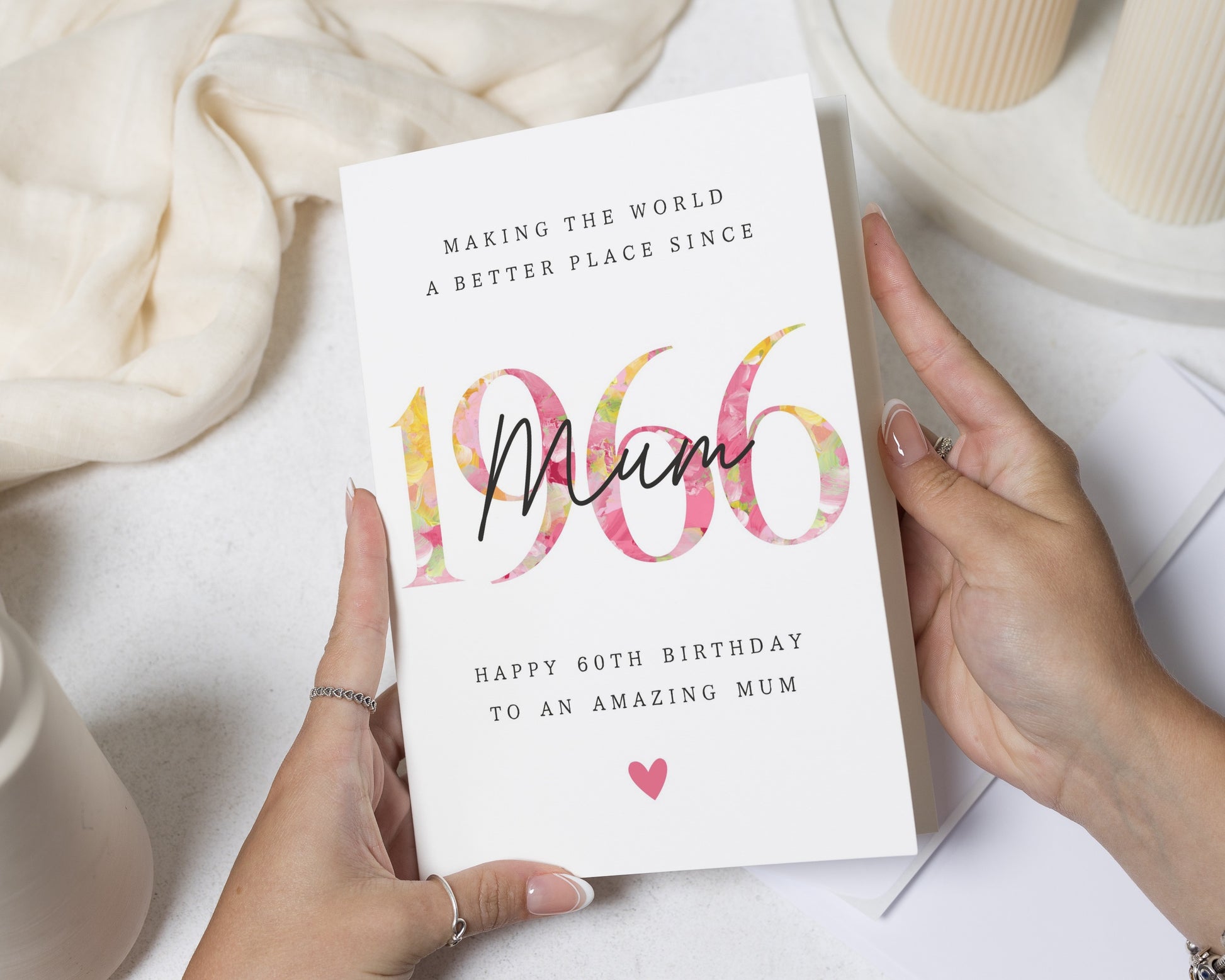 60th Birthday Card for Mum, Personalised Mum Birthday Card, 60th Birthday Cards for Her, Floral Birthday Card, Milestone Birthday Card