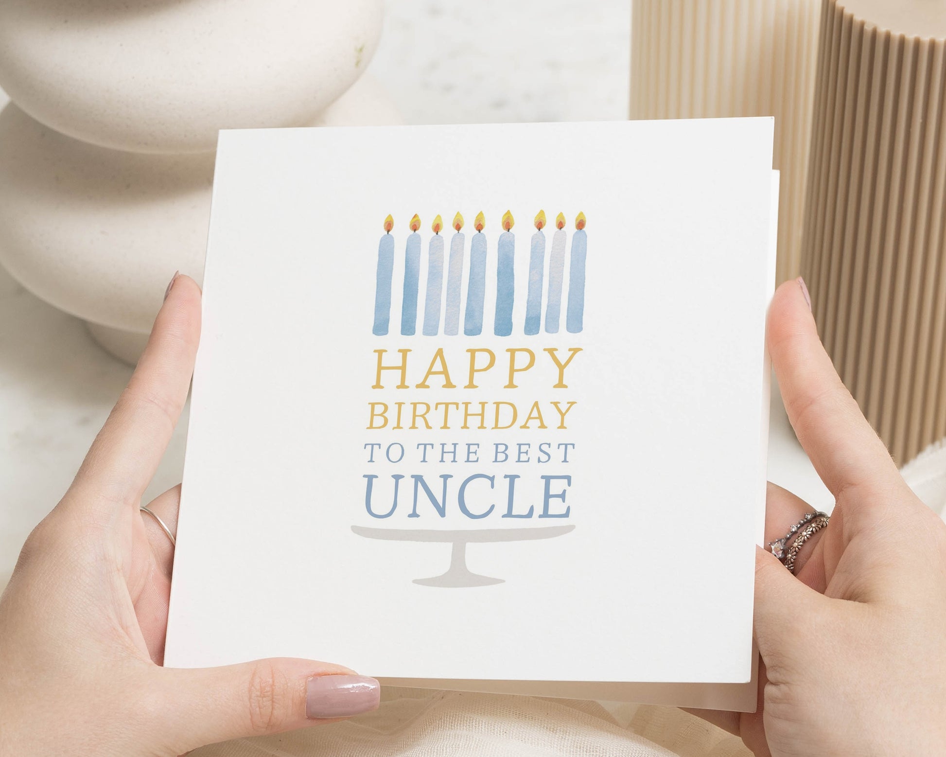 Birthday Card for Uncle, Uncle Birthday Card, Happy Birthday Card for Him, Simple Birthday Card, Birthday Cards for Men, Cake Card
