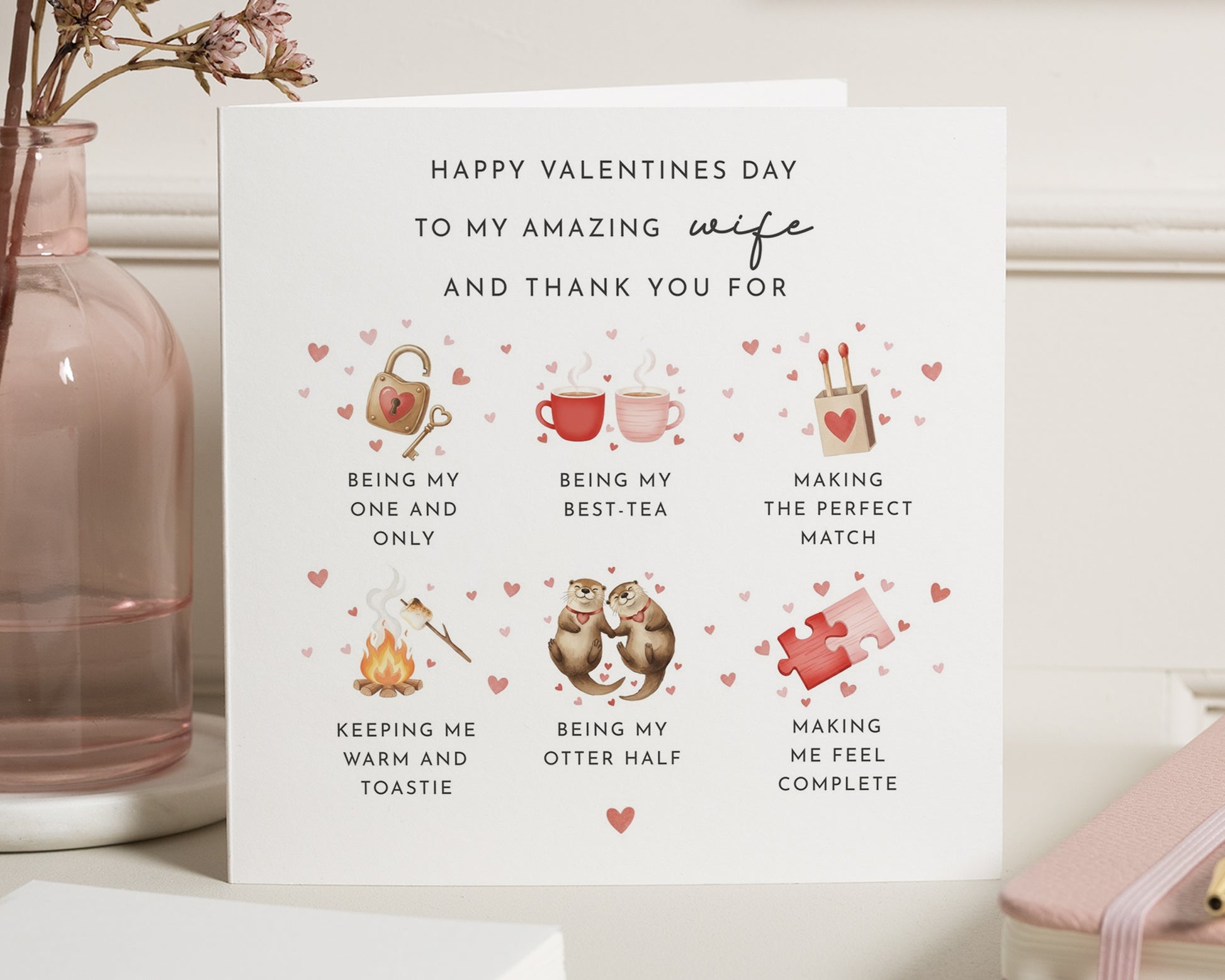 Valentines Day Card for Wife, Wife Valentines Card, Funny Valentines Card for Her, Cute Valentine Card, Personalised Card for Wife