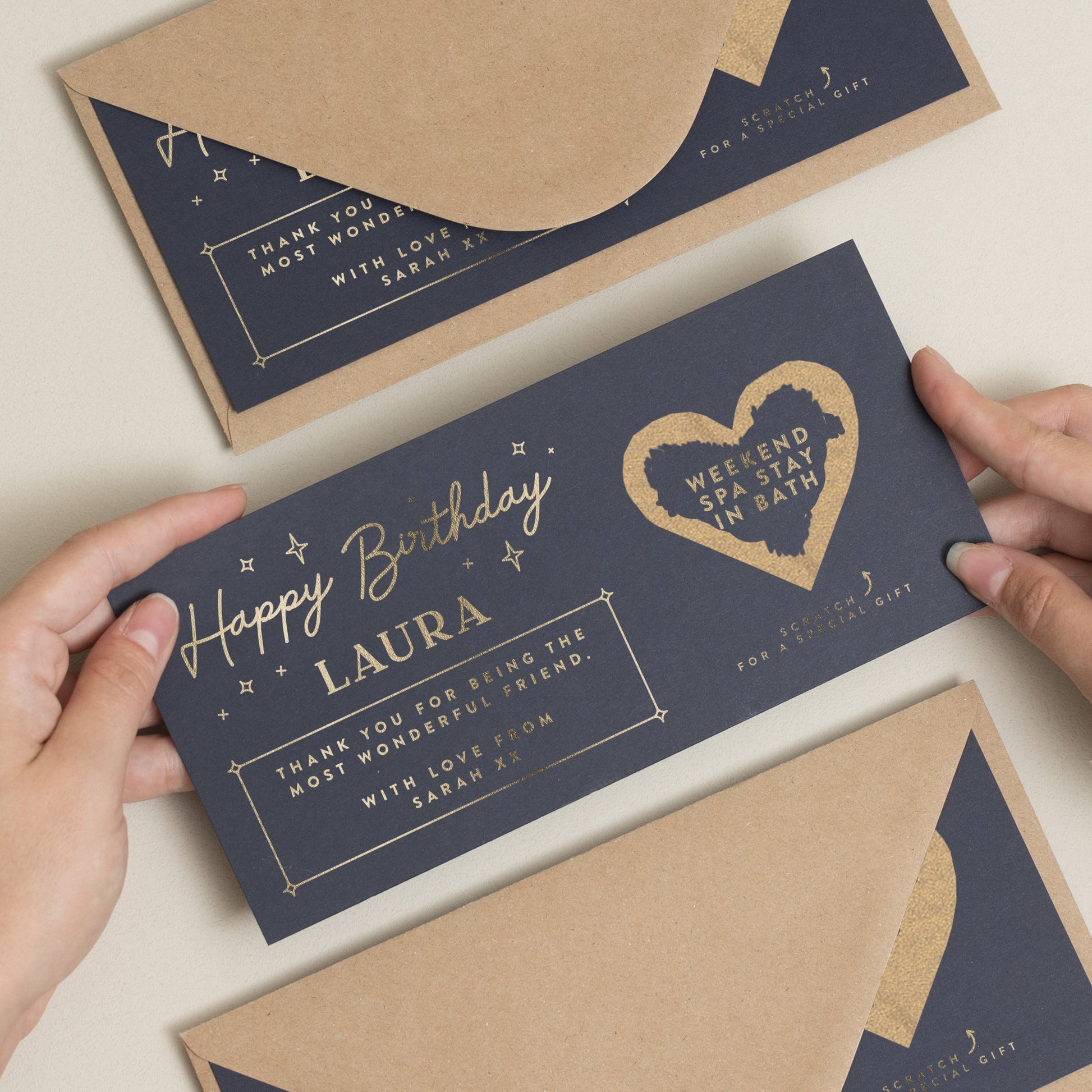 Birthday Gift Voucher, Gold Foil Scratch Card Gift Voucher, Surprise Gift Birthday, Scratch Card, Birthday Surprise Voucher, Gift Ticket