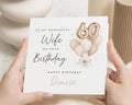 60th Birthday Card for Wife, Wife 60th Birthday Card, Personalised Birthday Card for Her, 60 Birthday Card, Balloon Birthday Card
