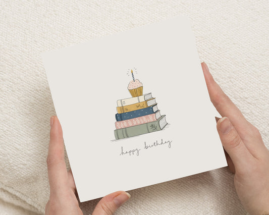 Birthday Card, Book Lover Birthday Card, Birthday Card for Friend, Birthday Card for Her, Cute Birthday Card, Simple Birthday Cards