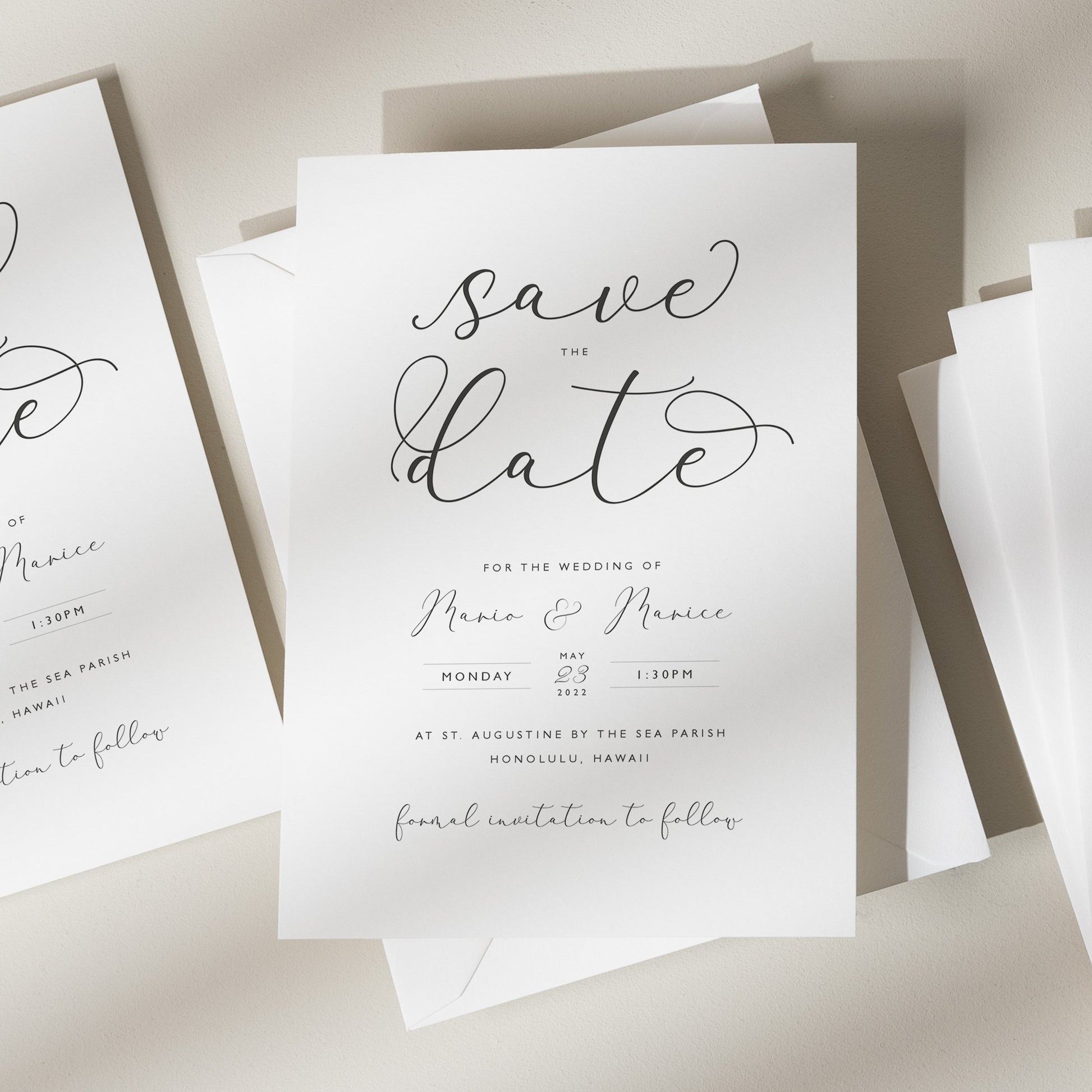 Simple Save The Dates, Personalised Save Our Date, Save The Date, Wedding, Modern Save The Date, Calligraphy Wedding Postcard &#39;Samantha&#39;