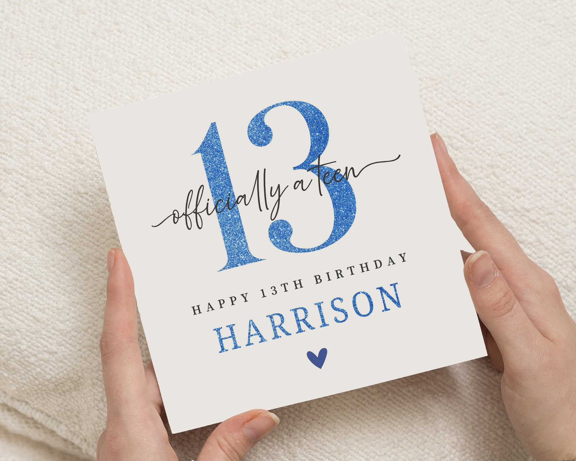 13th Birthday Card, Officially A Teen Card, Personalised Birthday Card for Him, 13th Birthday Card for Boy, Custom Teenager Birthday Card