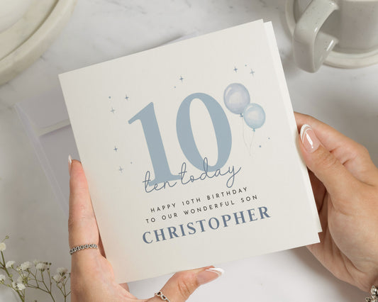 10th Birthday Card for Son, Personalised Birthday Card, Boys Birthday Card, Custom Ten Year Old Birthday, Birthday Card for Boy
