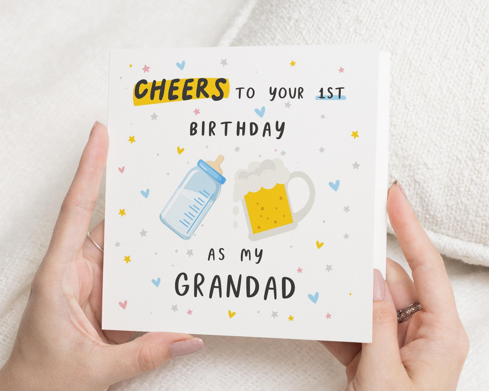 1st Birthday Card for Grandad, First Birthday Card from Baby, Grandad Birthday Card, Cute Birthday Card for Him, Personalised Card