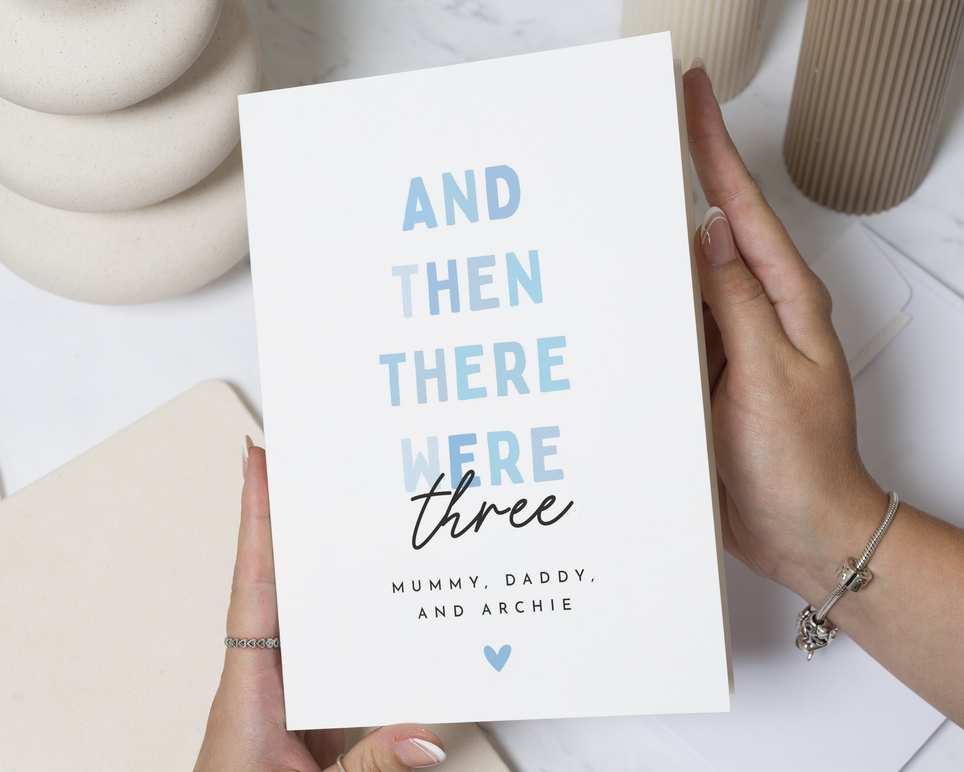 Pregnancy Announcement Card, Personalised Pregnancy Card, New Baby Card, And Then There Were Three Card, Baby Reveal Card