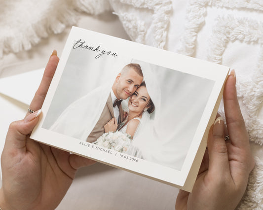 Personalised Wedding Thank You Cards, Photo Thank You Card, Simple Wedding Thank You Card, Folded Wedding Thank You Cards