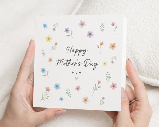 Mother's Day Card for Mum, Floral Mother's Day Card, Happy Mother's Day Card, Greeting Card for Mum, Pretty Flower Card for Her