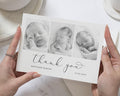 Black & White Photo Folded Thank You Cards, New Baby Photo Thankyou Cards, Baby Personalised Thank You Card, New Baby Boy Announcement Cards