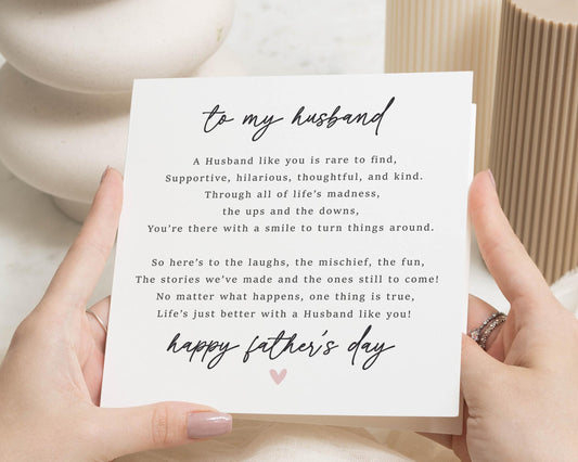 Fathers Day Card for Husband, Husband Fathers Day Card, Fathers Day Card from Wife, Poem Fathers Day Card, Husband Card