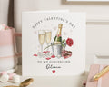 Valentines Day Card for Girlfriend, Personalised Valentines Card, Romantic Card for Her, Champagne Valentines Card, Custom Name Card