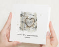 Anniversary Card Personalised, 5th Anniversary Card, Custom Card for Him or Her, Romantic Card, Birch Tree Heart Card, Couple Card