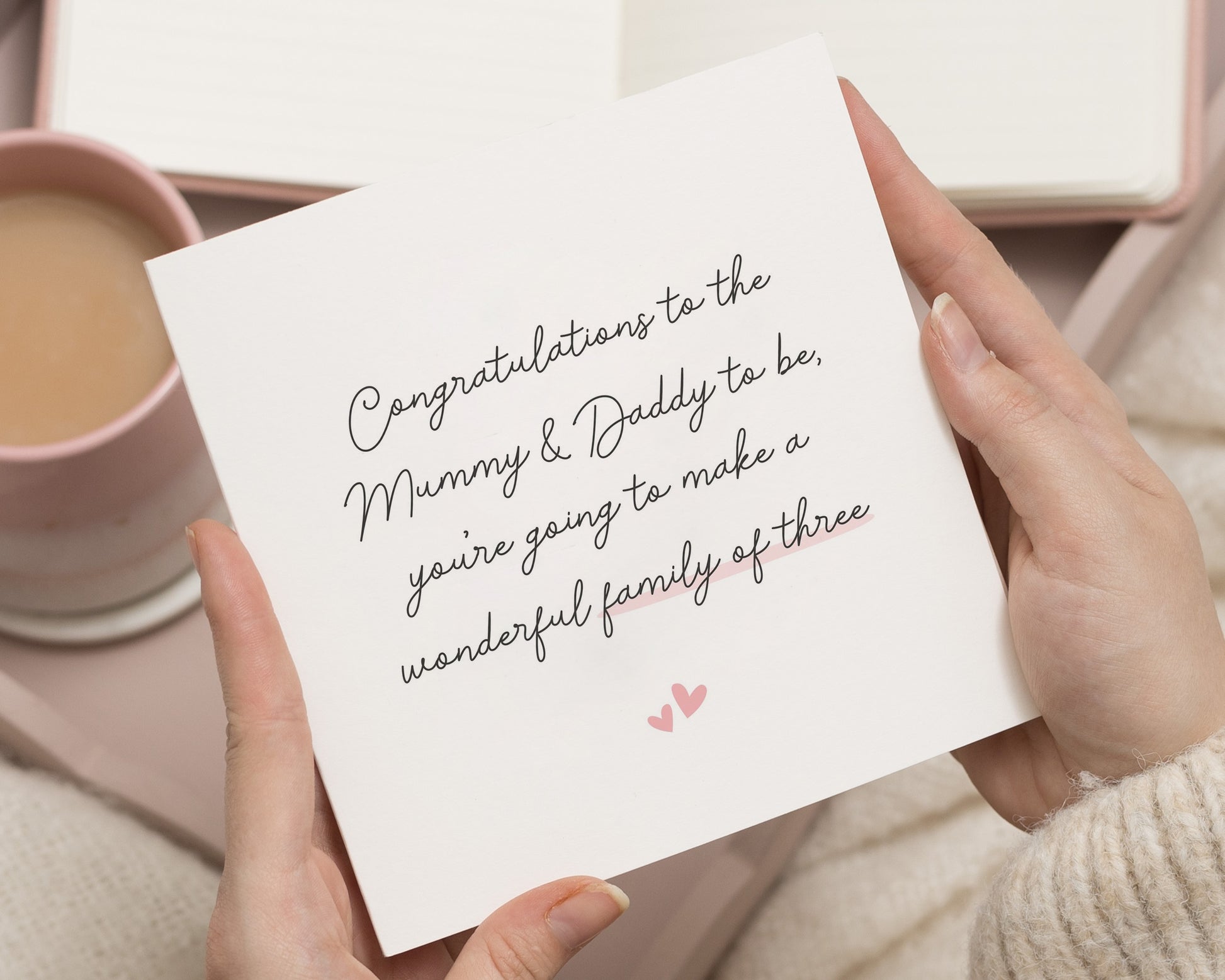 Pregnancy Card for Mummy and Daddy to Be, Family of Three Card, Congratulations Card, New Baby Card, Baby Shower Card