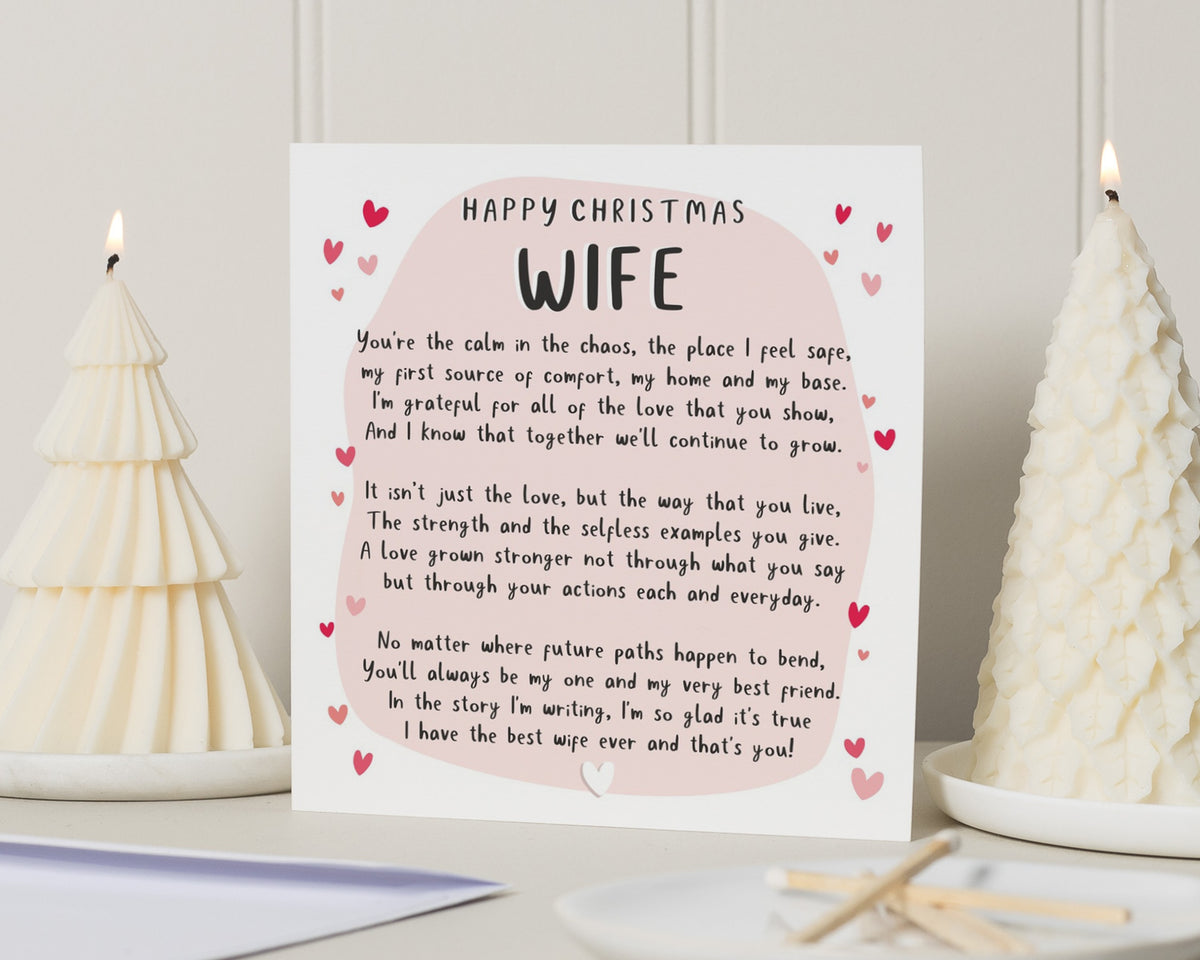Christmas Card for Wife, Wife Christmas Card, Romantic Christmas Card for Her, Poem Christmas Card, Cute Xmas Card for Wife