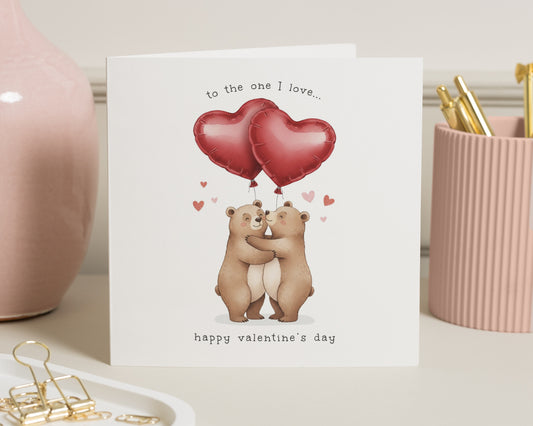 Valentines Day Card, Cute Valentines Card, Card for Partner, Card for Him, Card for Her, Bear Valentines Card, Romantic Card