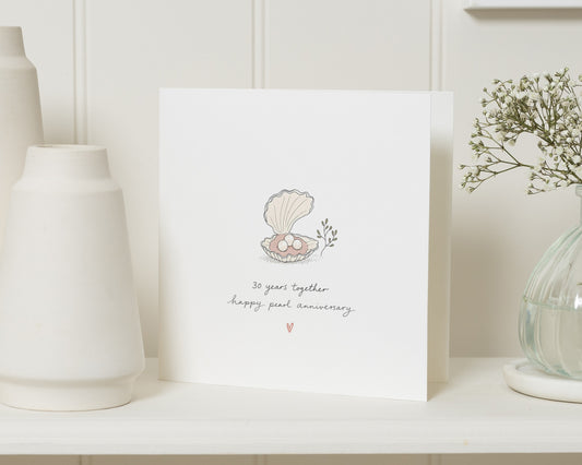Pearl Anniversary Card, 30th Anniversary Card, Anniversary Card for Wife, Anniversary Card for Husband, 30 Years Together Card