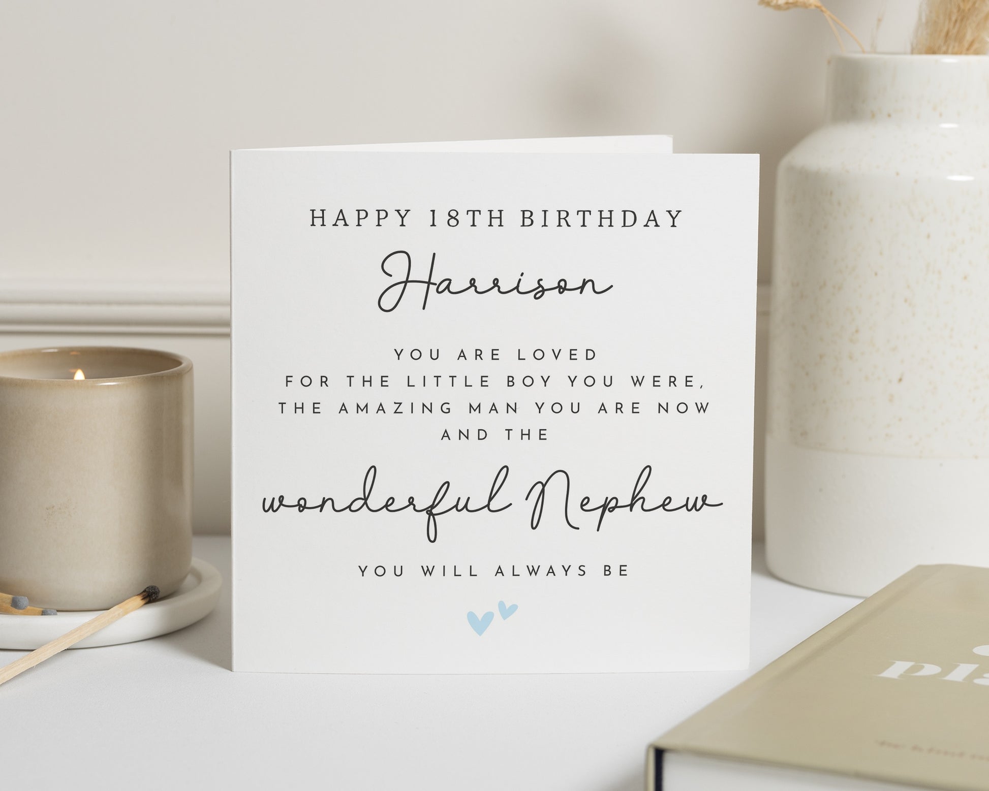18th Birthday Card for Nephew, Personalised Birthday Card for Him, Nephew Birthday Card, Custom 18th Birthday Card, Simple Birthday Card
