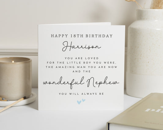 18th Birthday Card for Nephew, Personalised Birthday Card for Him, Nephew Birthday Card, Custom 18th Birthday Card, Simple Birthday Card