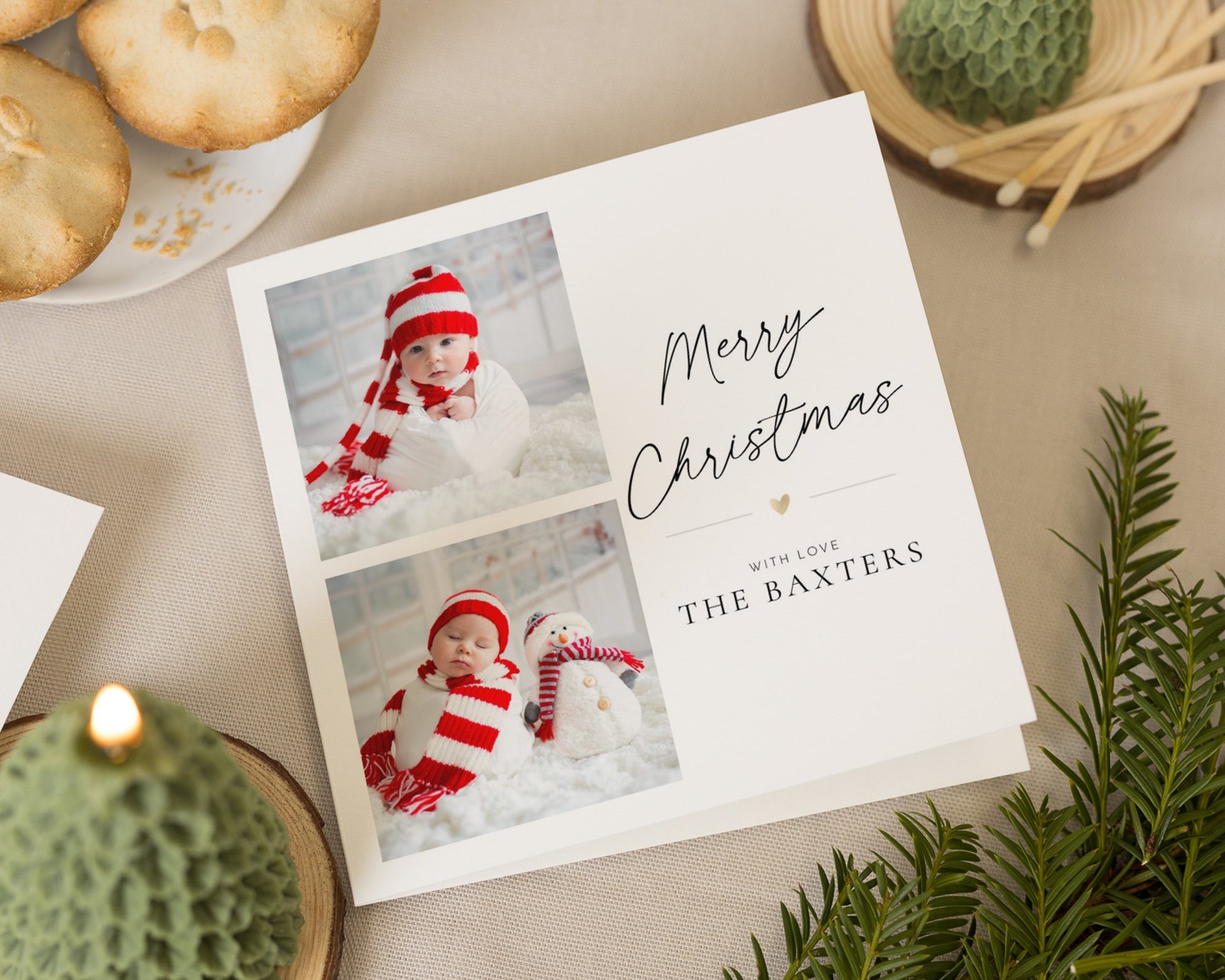 Personalised Photo Christmas Card, Square Christmas Card, Merry Christmas Card, Family Christmas Card, Pack of 10, 20, 50 or 100