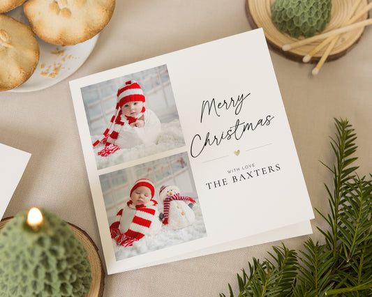 Personalised Photo Christmas Card, Square Christmas Card, Merry Christmas Card, Family Christmas Card, Pack of 10, 20, 50 or 100