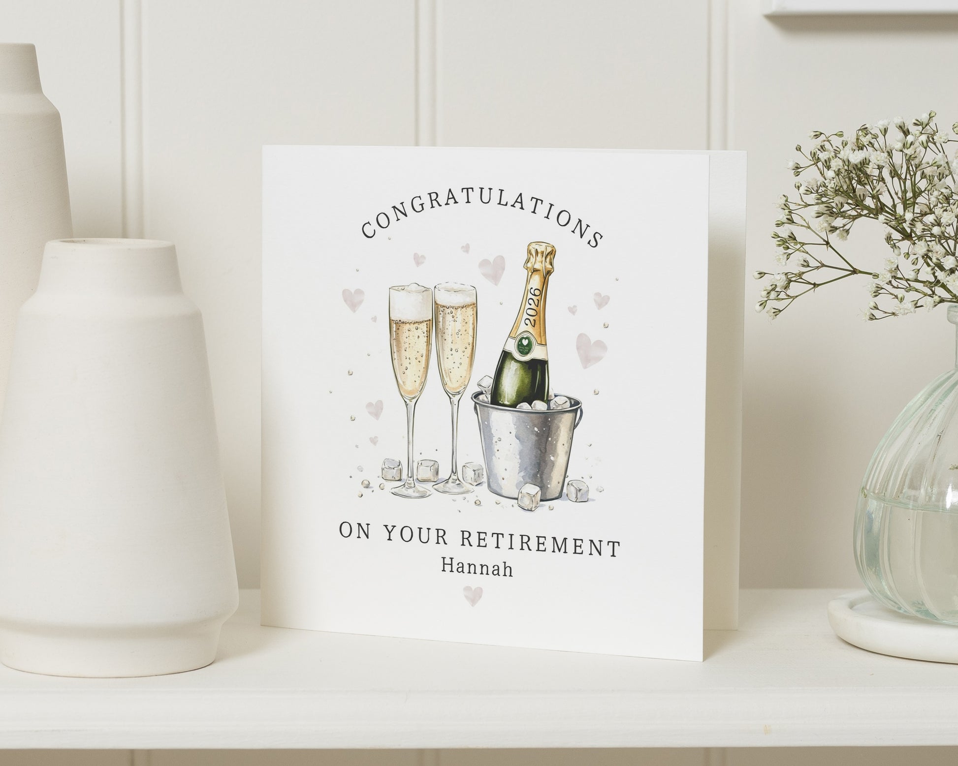Retirement Card, Personalised Retirement Card, Retirement Card for Her, Retirement Card for Him, Champagne Retirement Card