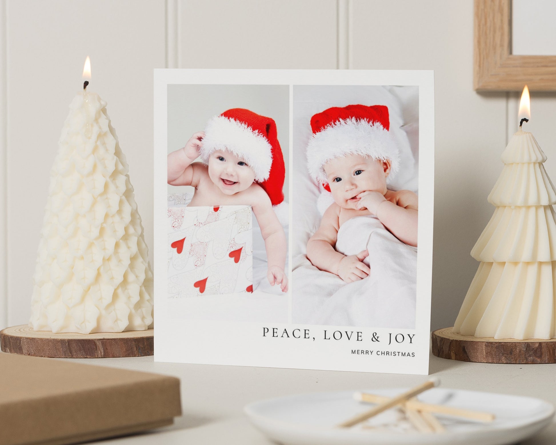 Personalised Photo Christmas Card, Square Christmas Card, Peace Love Joy, Baby Christmas Card, Pack of 10, 20, 50 or 100