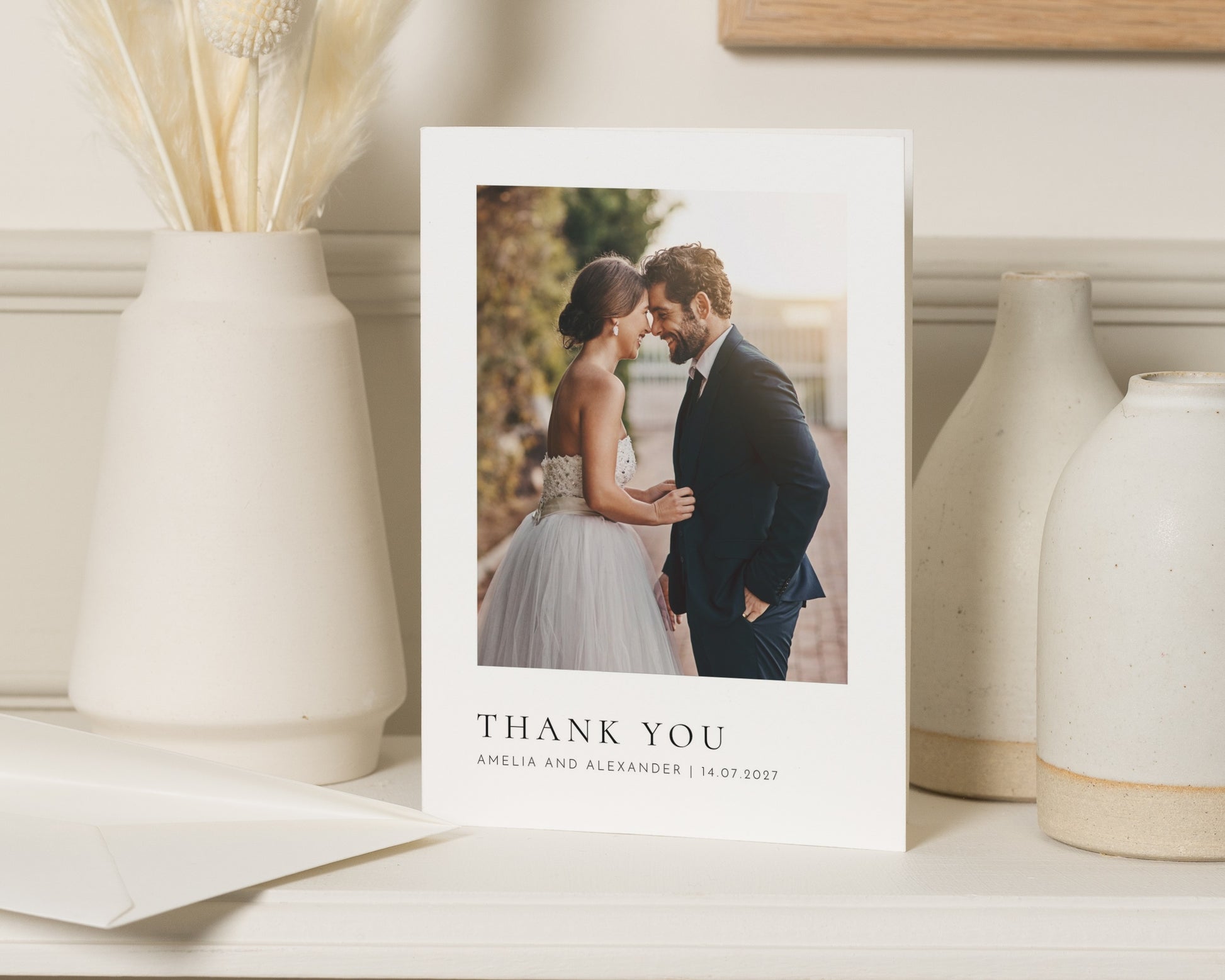 Personalised Wedding Thank You Cards, Photo Wedding Thank You Cards, Folded Thank You Cards, Minimal Wedding Thank You Cards, A6 5x7