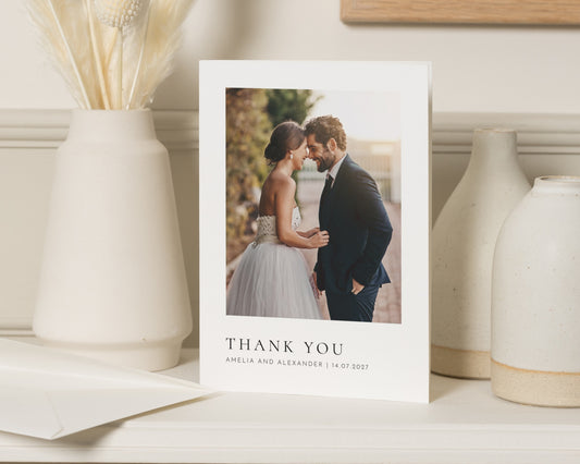 Personalised Wedding Thank You Cards, Photo Wedding Thank You Cards, Folded Thank You Cards, Minimal Wedding Thank You Cards, A6 5x7