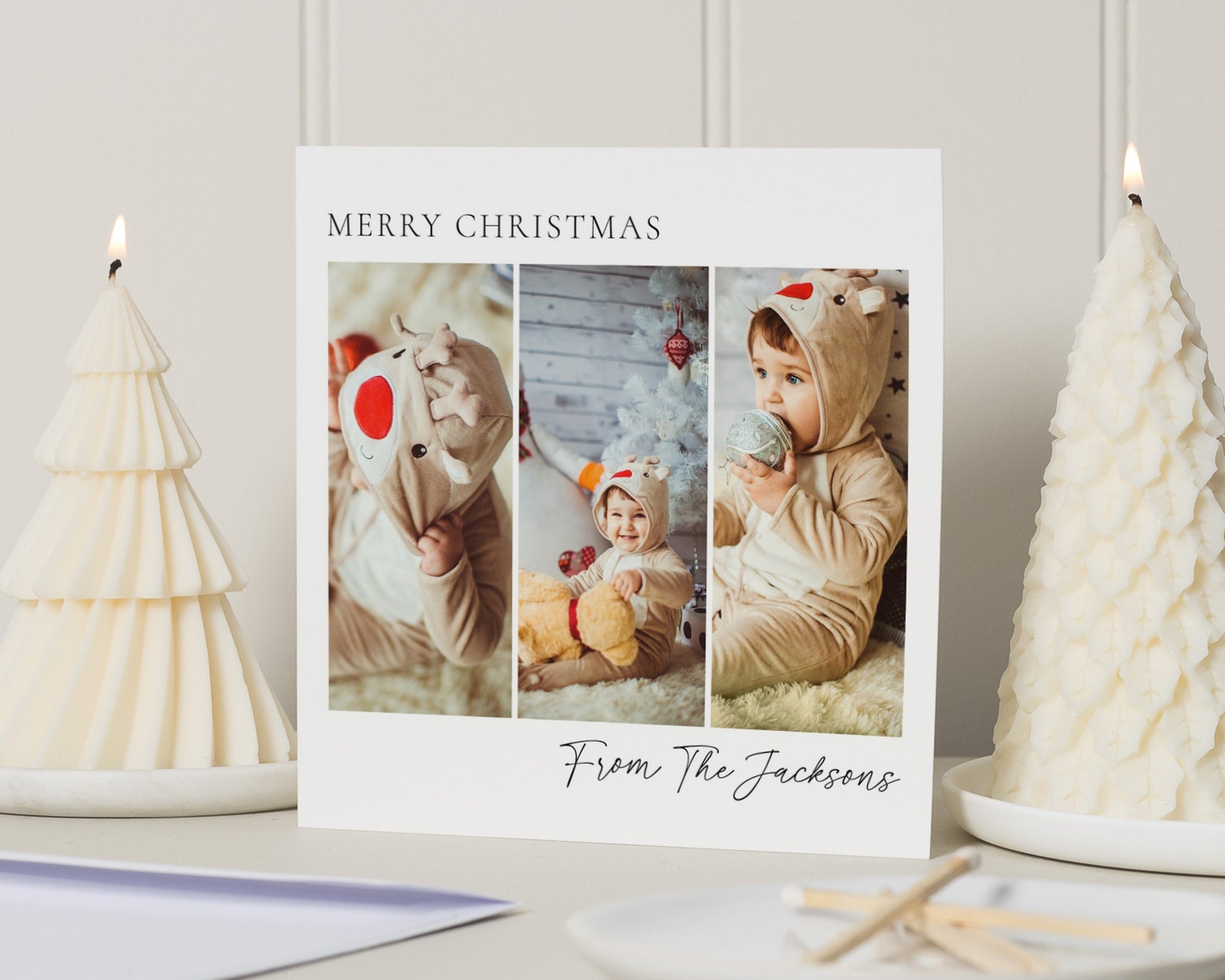 Personalised Photo Christmas Card, Square Christmas Card, Pack of 10, 20, 50 or 100, Custom Family Christmas Card
