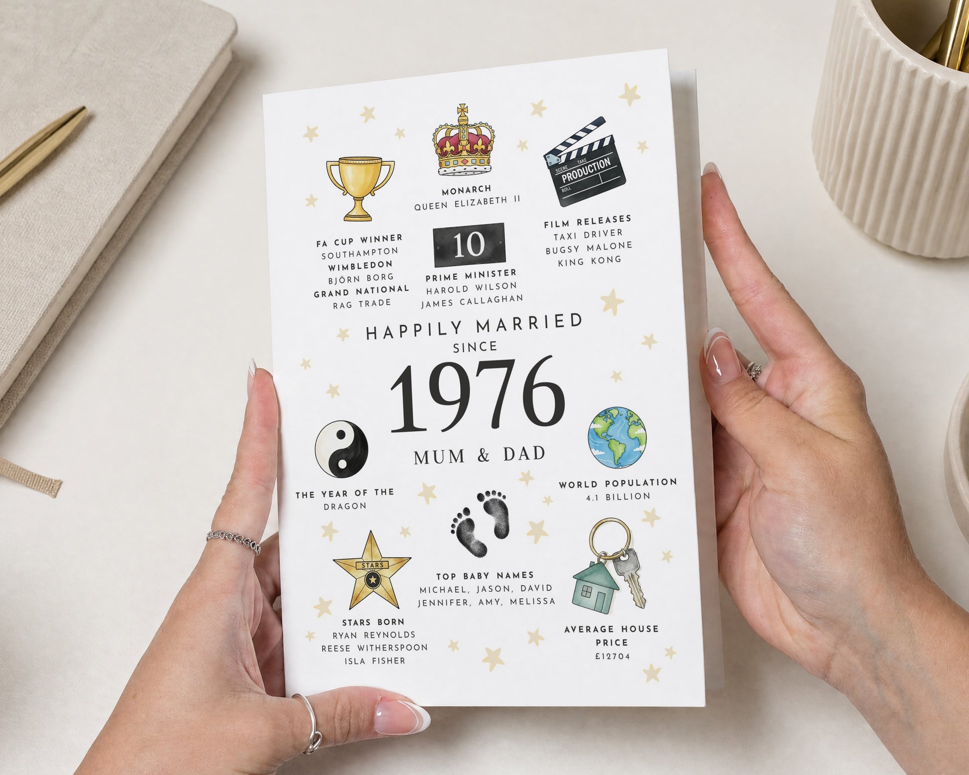 Personalised Anniversary Card for Mum and Dad, 50th Wedding Anniversary Card, Golden Anniversary Card, Parents Anniversary Card