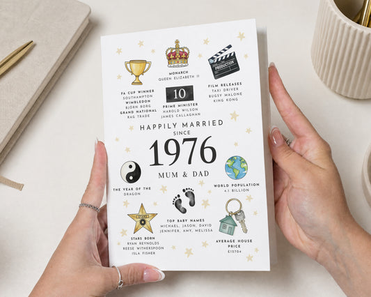 Personalised Anniversary Card for Mum and Dad, 50th Wedding Anniversary Card, Golden Anniversary Card, Parents Anniversary Card