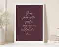 Personalised Rose Gold Foil Quote Print, Burgundy Wall Art, Custom Saying Print, Gift for Her, Bedroom Wall Art, White Framed Print