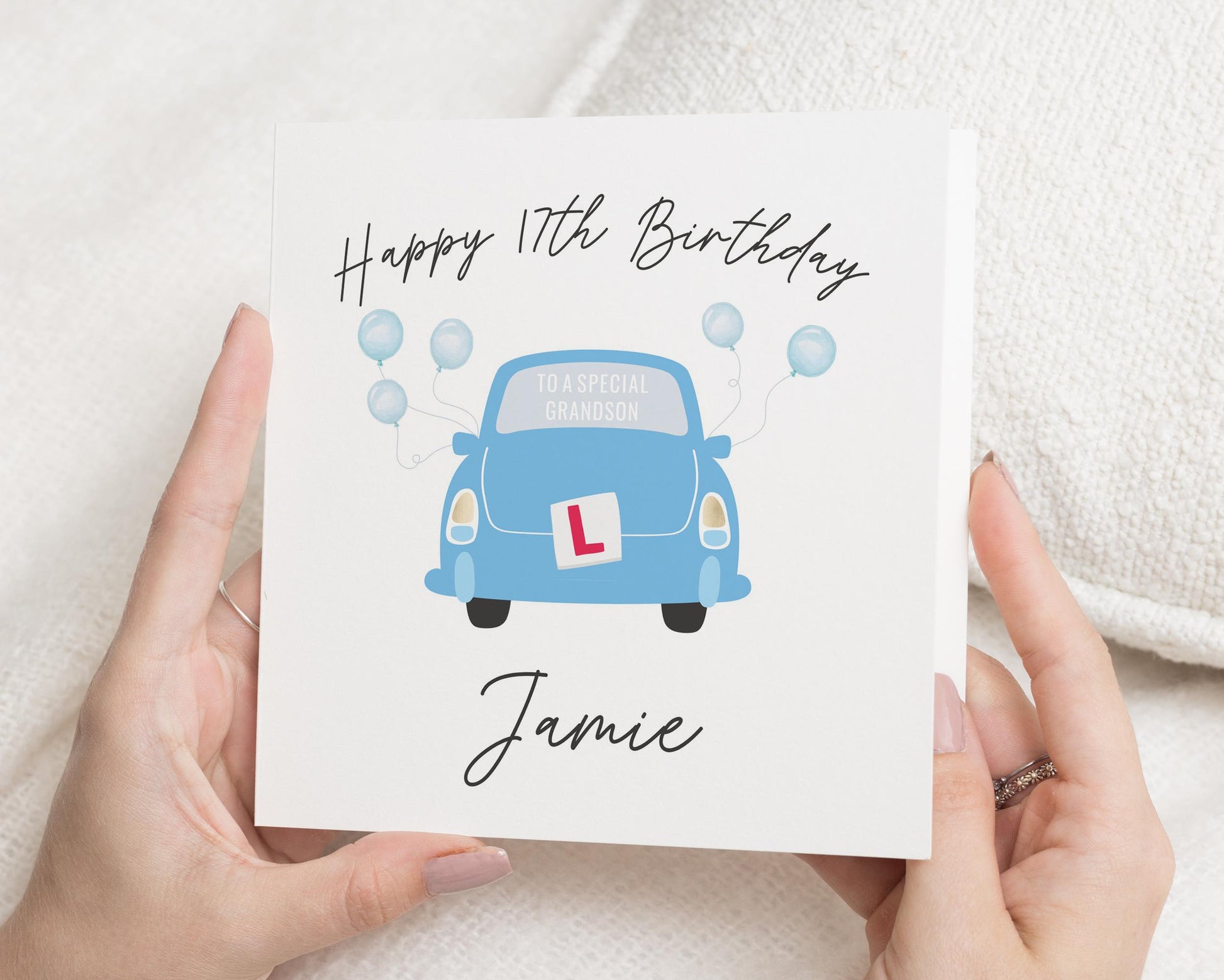 17th Birthday Card for Grandson, Special Grandson Birthday Card, Personalised Birthday Card for Him, Car Birthday Card