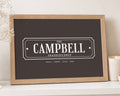 Personalised Grandchildren Print, Dark Brown Wall Art, Grandparents Gift, Family Name Print, Oak Framed Landscape Wall Art