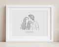 Personalised Couple Line Art Print from Your Photo, Custom Engagement Gift, Wedding Gift, Anniversary Gift, Landscape Wall Art