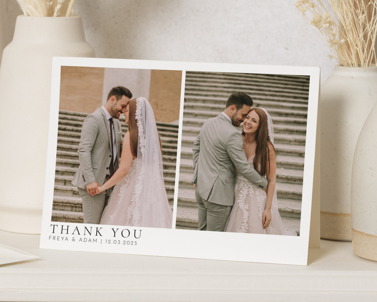 Personalised Wedding Thank You Cards, Photo Wedding Thank You Cards, Folded Wedding Thank You Cards, Minimal Thank You Card for Wedding